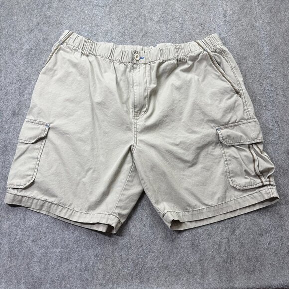 Tommy Cargo Shorts Men Men 2XL Beige Elastic Patio Drawstring Relax Twill 8" - Picture 1 of 15